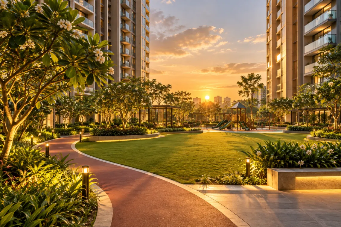 Central garden and jogging track