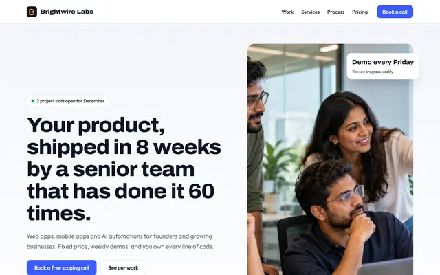 Screenshot of the Software & AI agency sample page